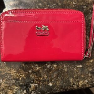 Coach Cherry Red Patent Leather Wristlet